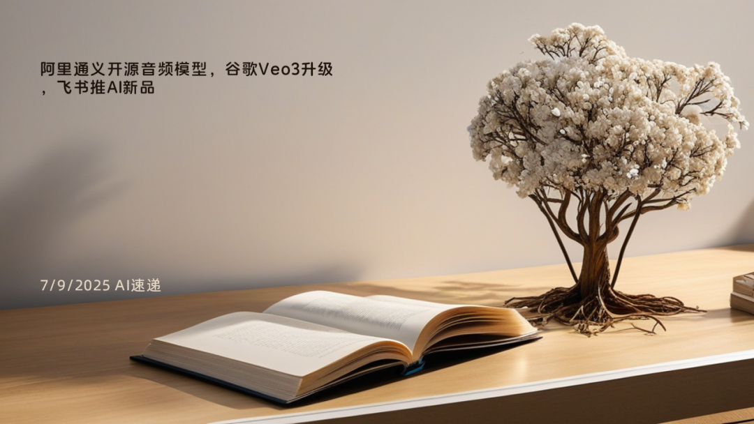 7/9/2025 AI速遞 | 阿里通義開源音頻模型，谷歌Veo3升級，飛書推AI新品